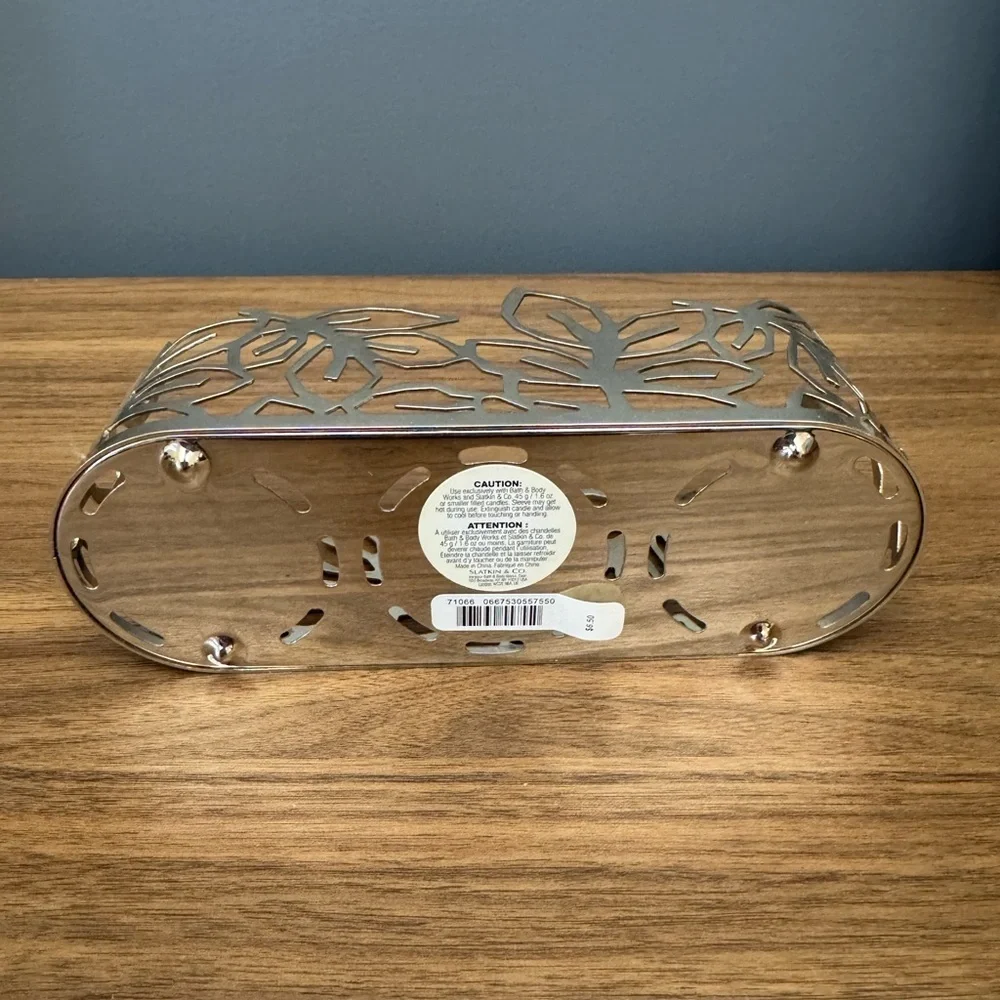 B&BW - Silver Leaf Design Small 3 Candle Holder - Decorative Tray